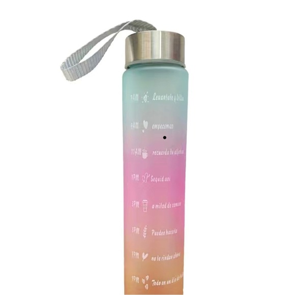 Set of 2 300 mL (10.1 ounces) Motivational Water Bottle With Straw & Time Marker - Picture 1 of 3